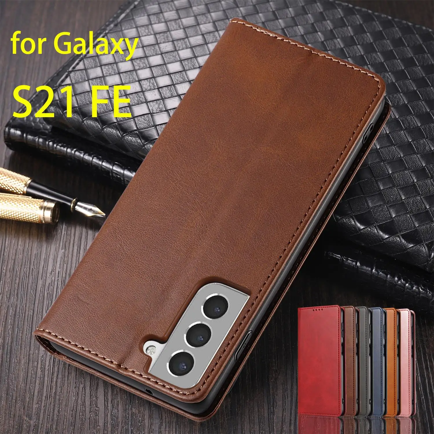 

Magnetic Attraction Cover Leather Case for Samsung Galaxy S21 FE 5G Flip Case Card Holder Wallet Case Fundas Coque