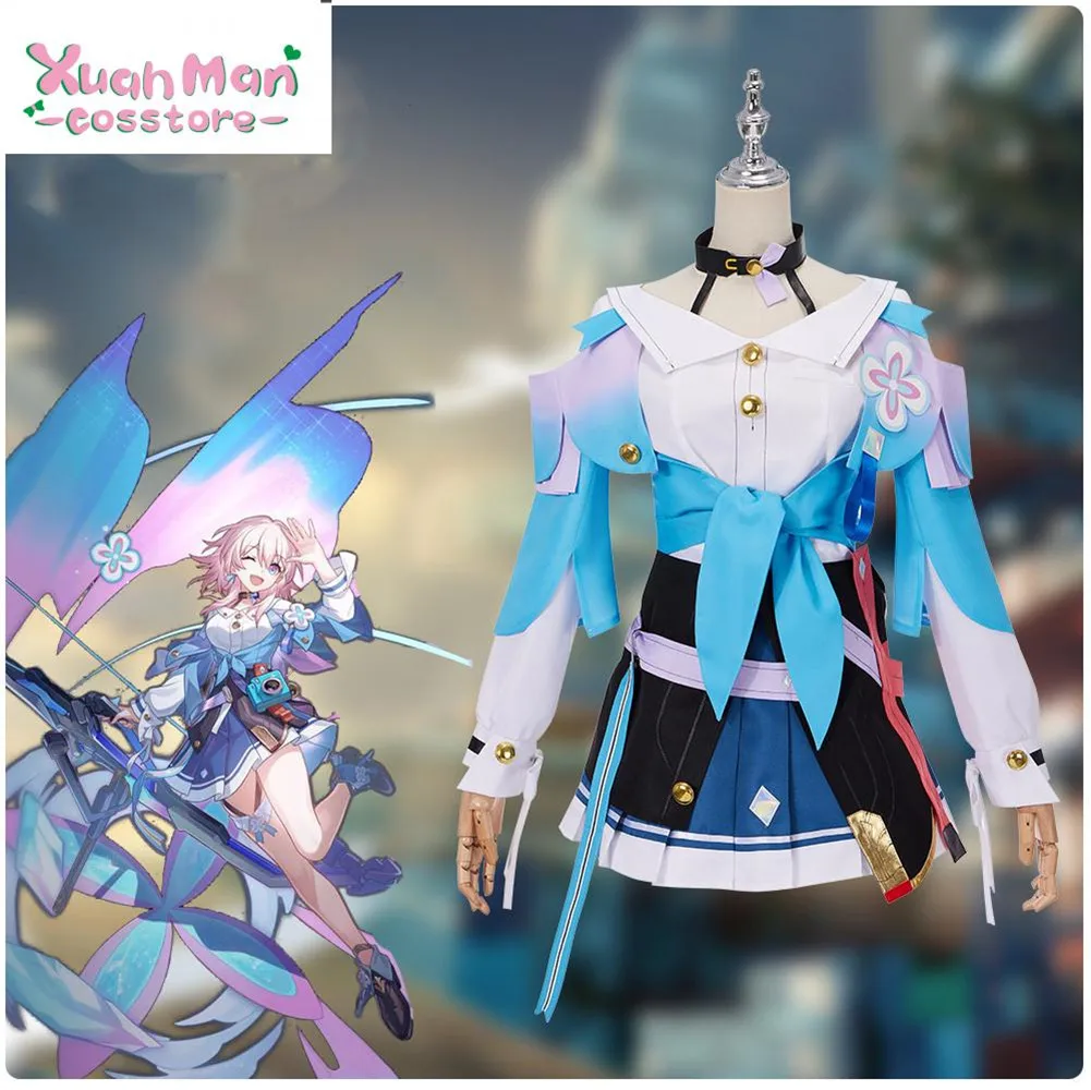 

Anime March 7Th Cosplay Costume Honkai: Star Rail Dress Lolita Pink Wig Halloween Carnival for Women Girl Clothing Customer Size