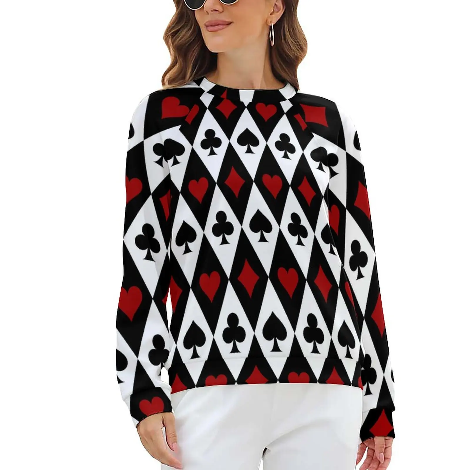 

Худи женское в стиле Харадзюку С Длинным Рукавом и принтом игральных карт