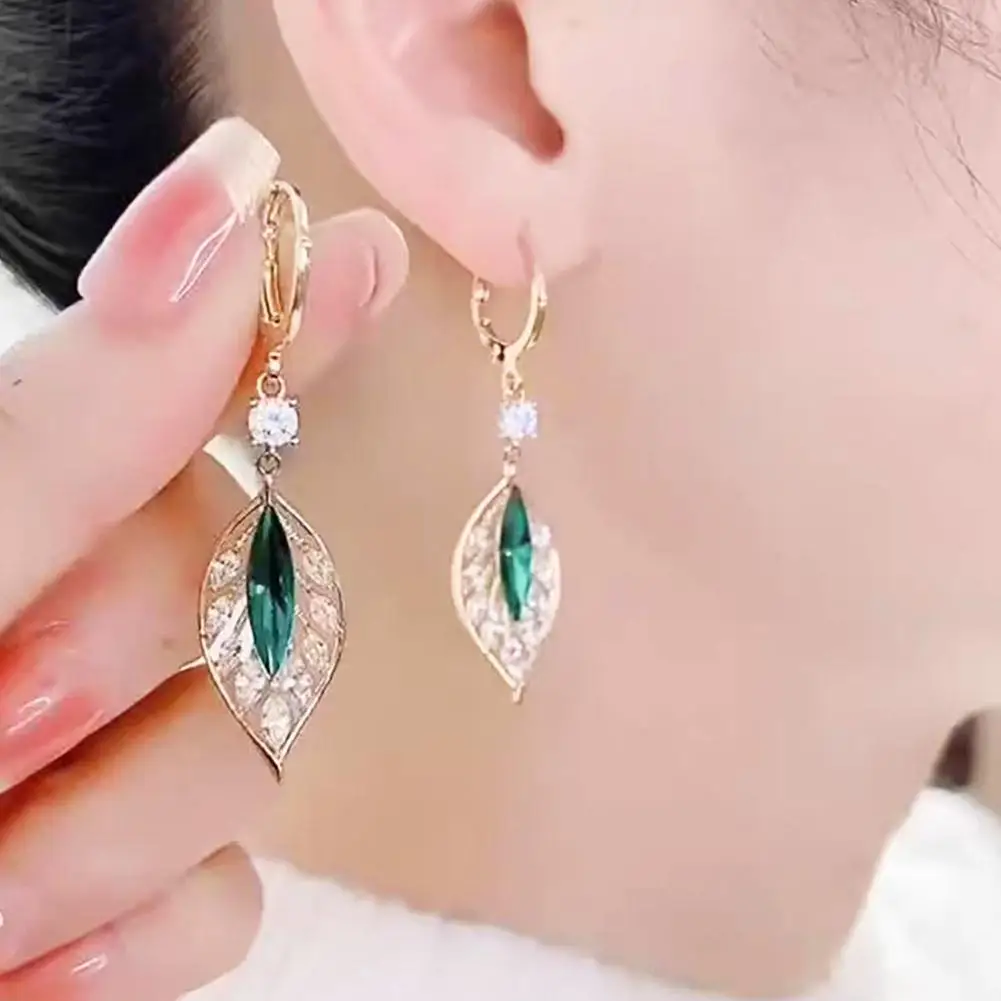 Стильные женские серьги роскошные аксессуары из сплава в виде листьев подарки