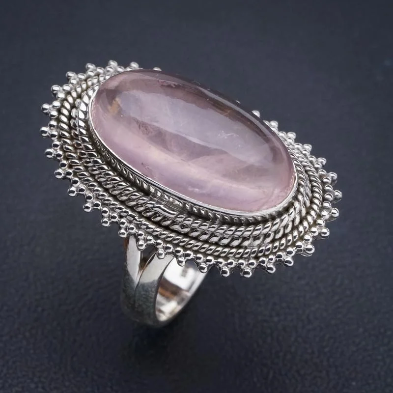 

StarGems натуральный розовый кварц ручной работы 925 пробы Серебряное кольцо 8,75 E9319