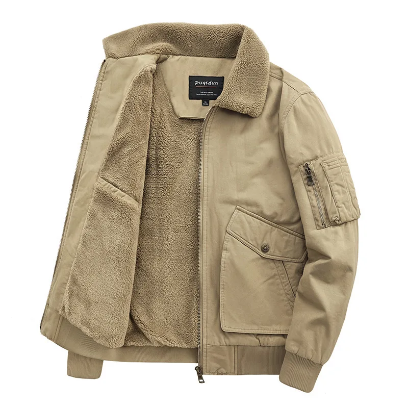 

Men's Clothing Winter Lamb Cashmere Cotton Clothes Casual Plush Thickened Coat Cotton Coat Wool Collar Loose Cotton Jacket