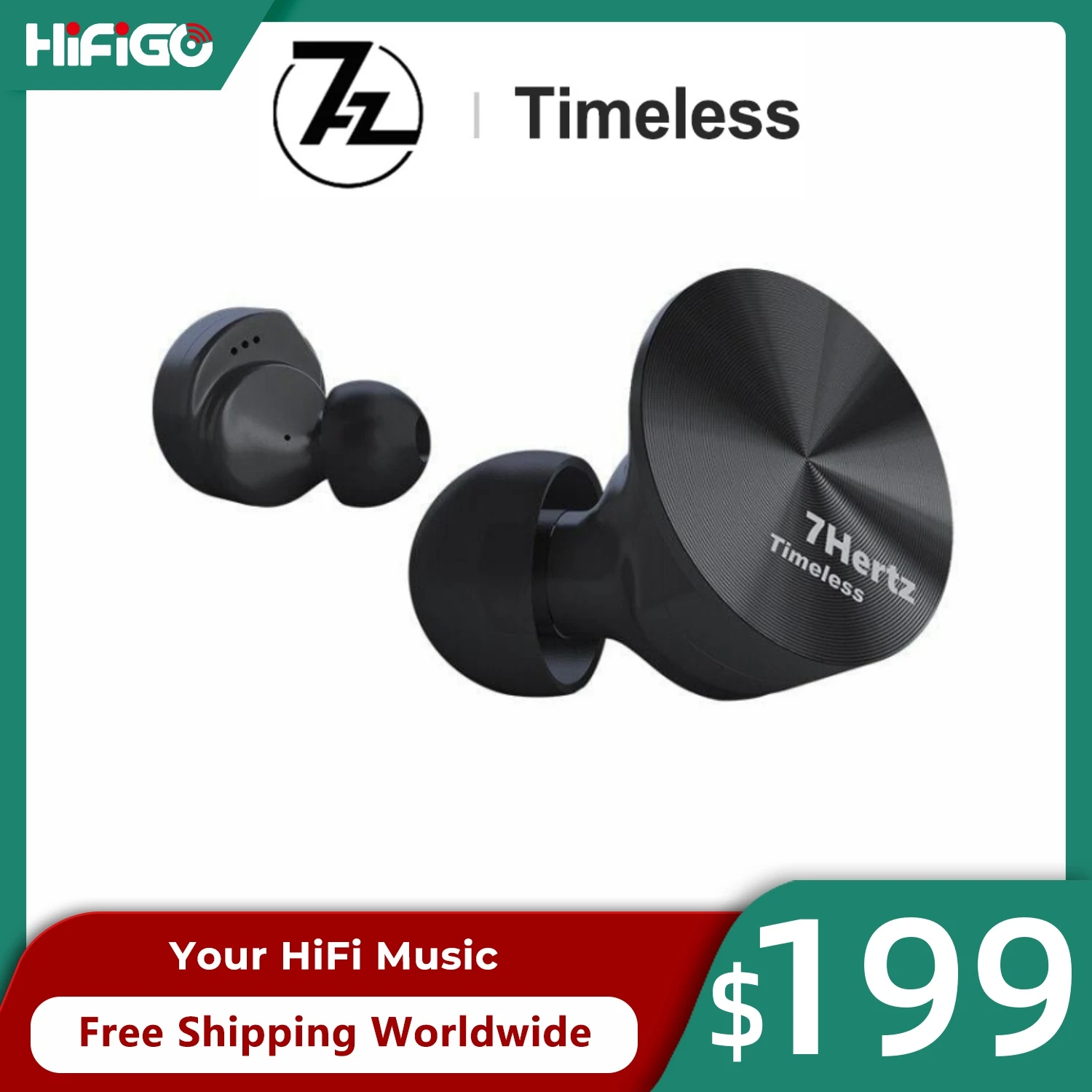 

7HZ Timeless In Ear Monitor In-ear Earphones14.2mm Dynamic Driver Earbuds CNC Aluminum Shell Detachable MMCX Cable Headset