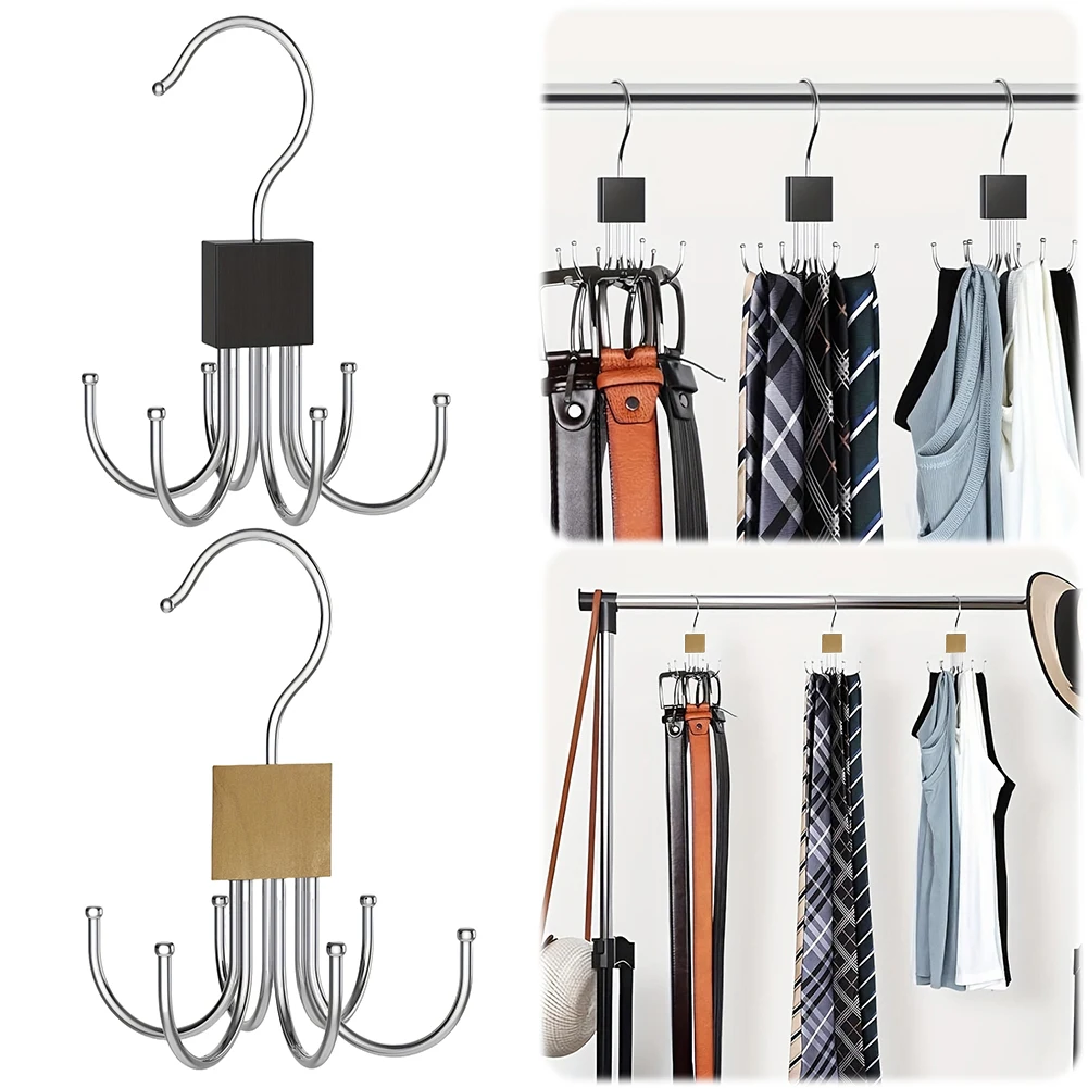 Вешалка для ремня 360° ° Вращающийся органайзер в шкафу стеллаж хранения шарфов из