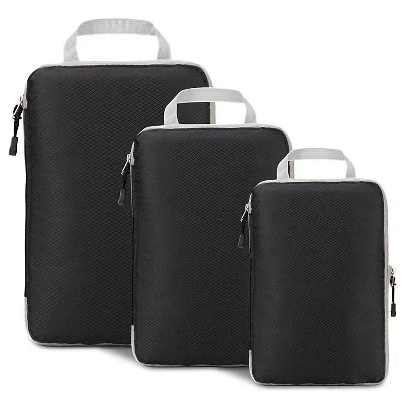 

3Pcs/set Black/Blue/Grey Compressible Travel Storage Bag Portable Large Capacity Storage Bag Suitcase Luggage Packing Cubes