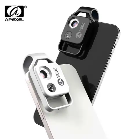 APEXEL 200X HD Микроскоп Объектив телефон цифровой макрообъектив с высоким увеличением супер зум медленные для iPhone 14 13 других смартфонов