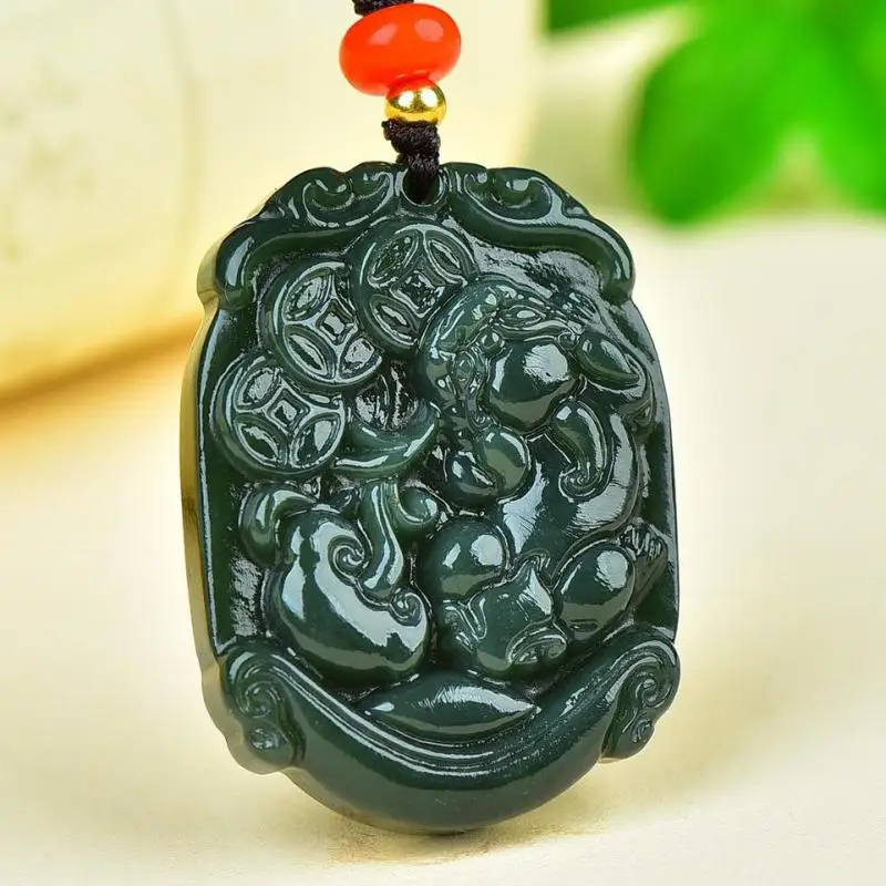 

43*30 мм натуральный зеленый нефрит Pixiu кулон ожерелье мужчины женщины подлинный Hetian Jades счастливый Pixiu Fengshui очаровательный амулет свитер цепь