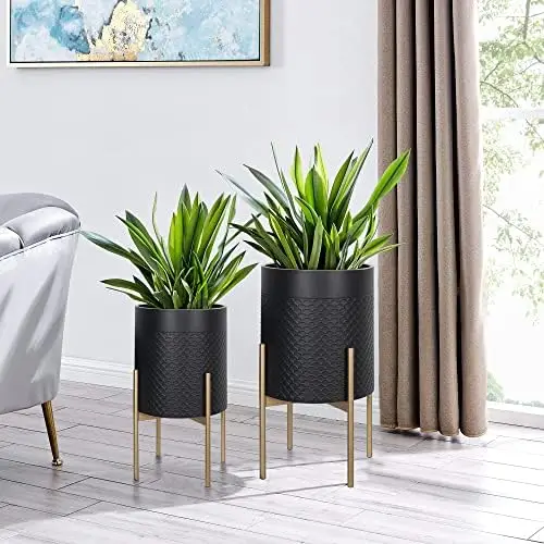 

Century Planters for Indoor Plants, Set of 2, Modern Decorative Metal Planter Pots for Living Room, Office, Garden or Balcony, G