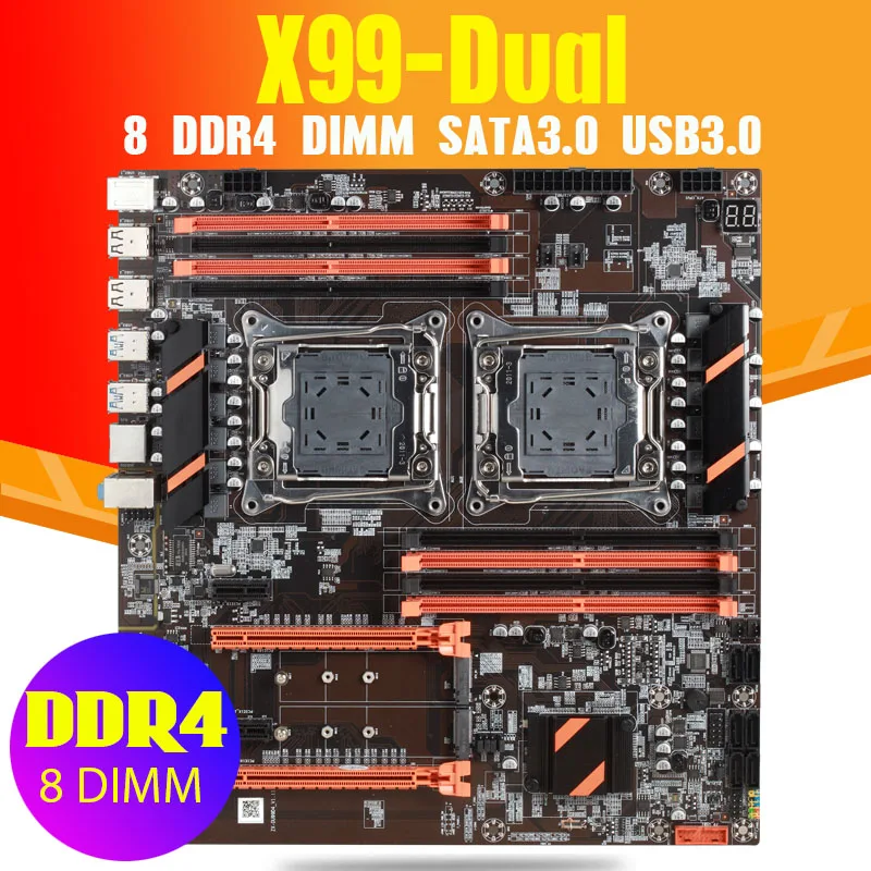 Материнская плата Atermiter X99 с двумя процессорами LGA 2011 v3 E-ATX USB3.0 SATA3 Xeon слотами M.2 8 DIMM