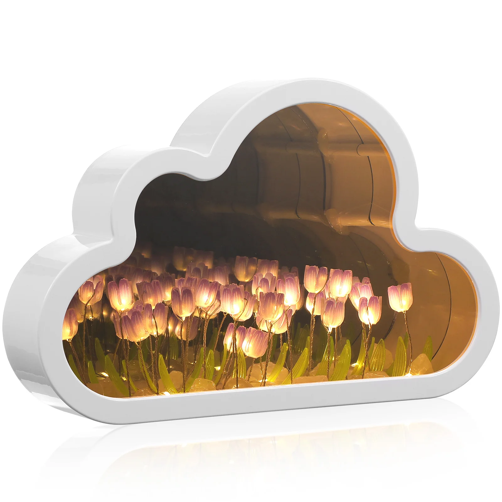 

Diy Cloud Tulip Light Flower Nightstand Mirror Light Bedroom Lamp Home Decoration