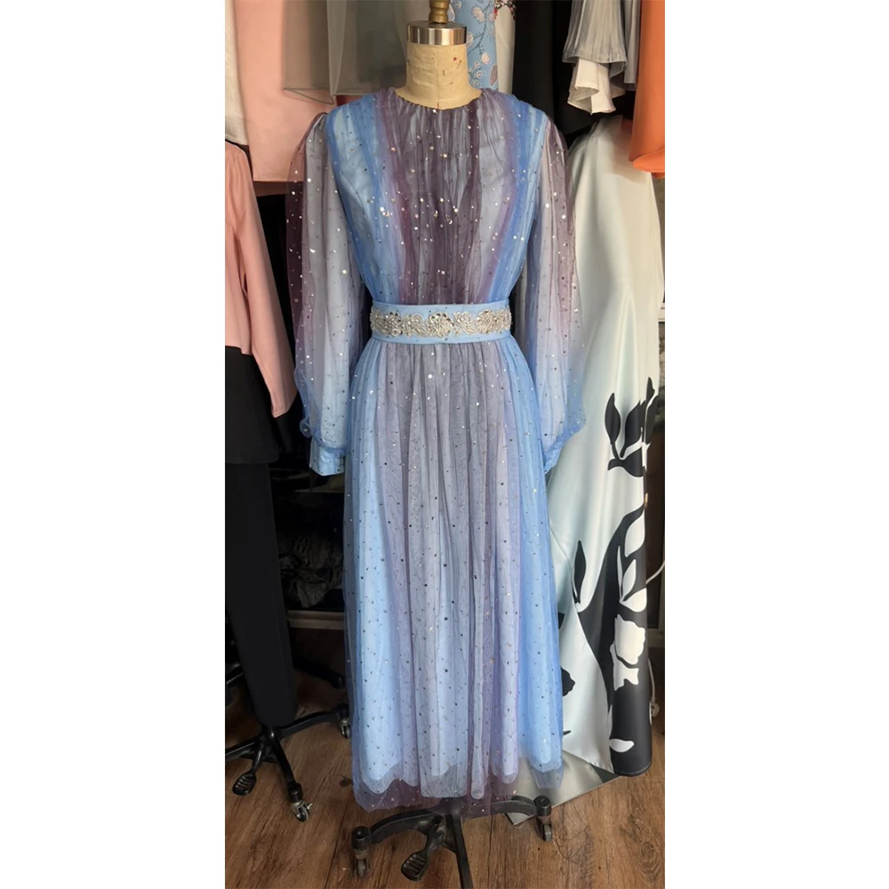 New Middle East Mslalb Simple Ladies Long-sleeved Gauze Dress Sweet Girl Robe Elegante Femme Vestidos Arabes Dubai Y Turcos