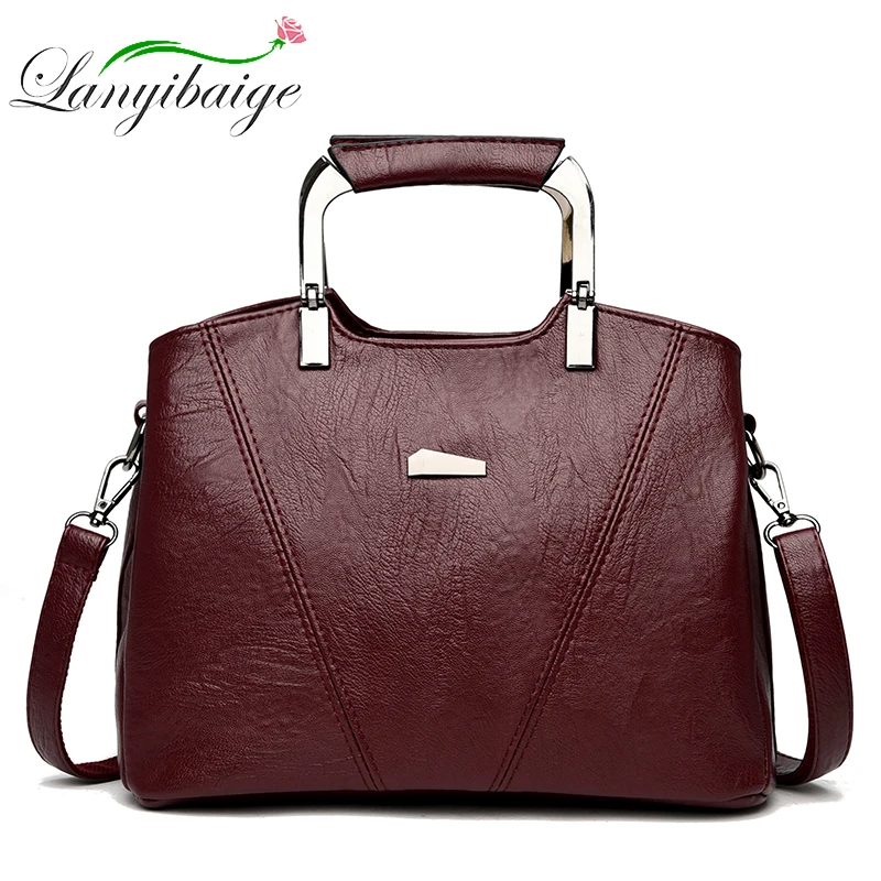 

Luxury Soft Leather Handbag Women Bag Designer Metal Handle Female Crossbody Bag Shoulder Messenger Bags For Women Tote Bags