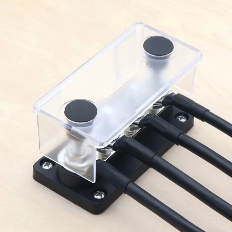 

5/16'' 4 Stud Power Distribution Block with Cover,Suitable for Car, RVs, Truck, Marine Boats,Bus Bar Junction Block H9EE