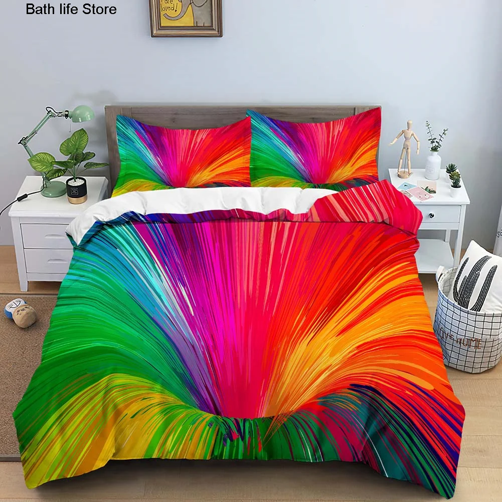 

Colorful Duvet Cover Psychedelic Abstract Bedding Set Double 210x210 3pcs Quilt Cover With Pillowcase King Size Comforter Cover
