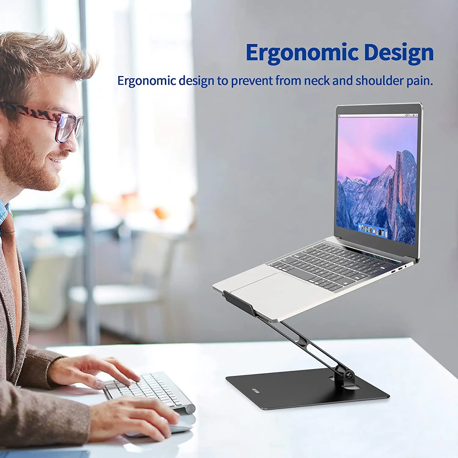 Besign LSX5 Aluminum Laptop Stand, Ergonomic Adjustable Notebook Stand, Riser Holder Computer Stand Compatible with Air, Pro, enlarge