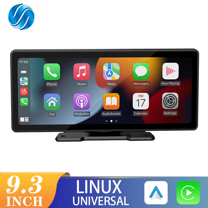 

SINOVCLE 9,3 дюймовый автомобильный мультимедийный радиоприемник портативный беспроводной CarPlay и Android автомобильный видео плеер сенсорный экран с камерой заднего вида