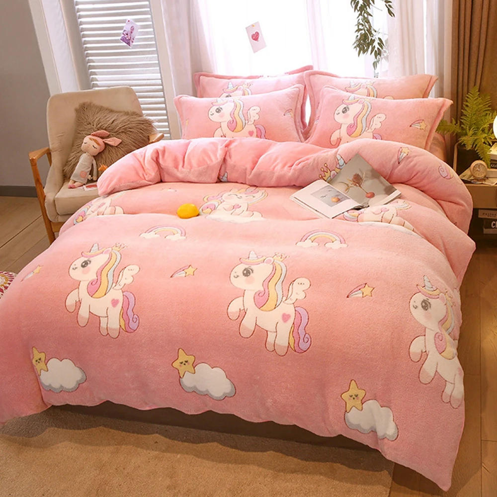 

1 шт., фланелевый пододеяльник с единорогом, без наволочки