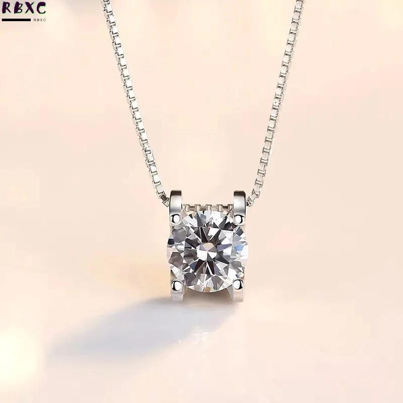 

925 Sterling Silver Necklace female ins popular design sense collarbone chain temperament Silver Crystal Single Diamond Pendant