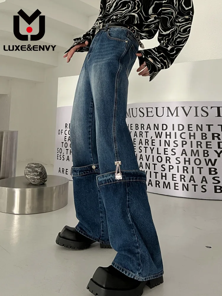 

Мужские джинсы люкс & ENVY с металлической пряжкой, широкие джинсы, узкие сращивающиеся штаны с микро рогами, весна-лето 2023