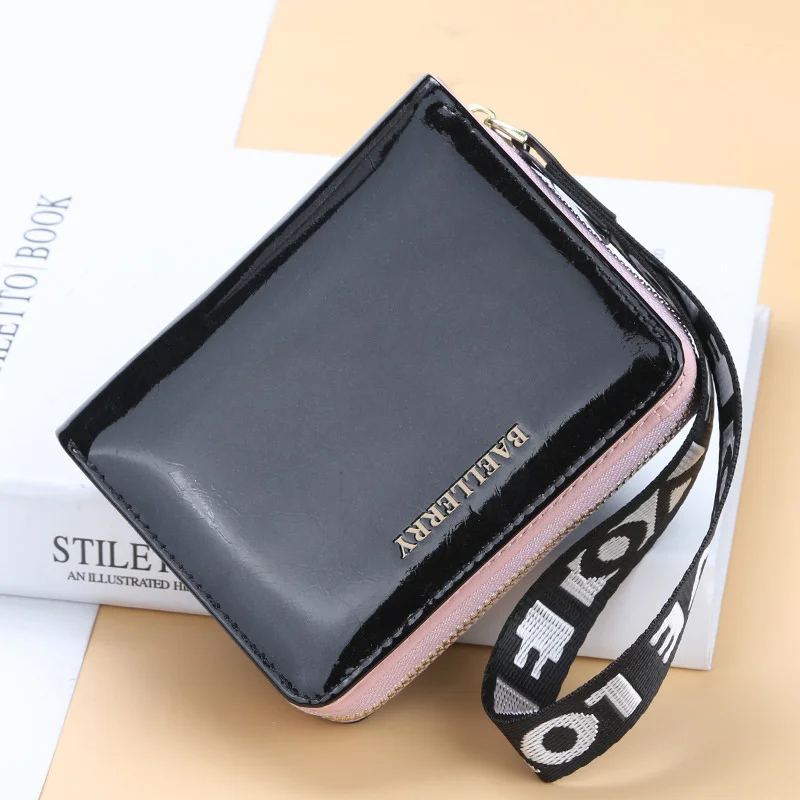 

New Woman Wallets PU Leather Money Bag Female Short Zipper Hasp Purse Small Mirror Wallet Card Case Luxury Clutch with Wristlet