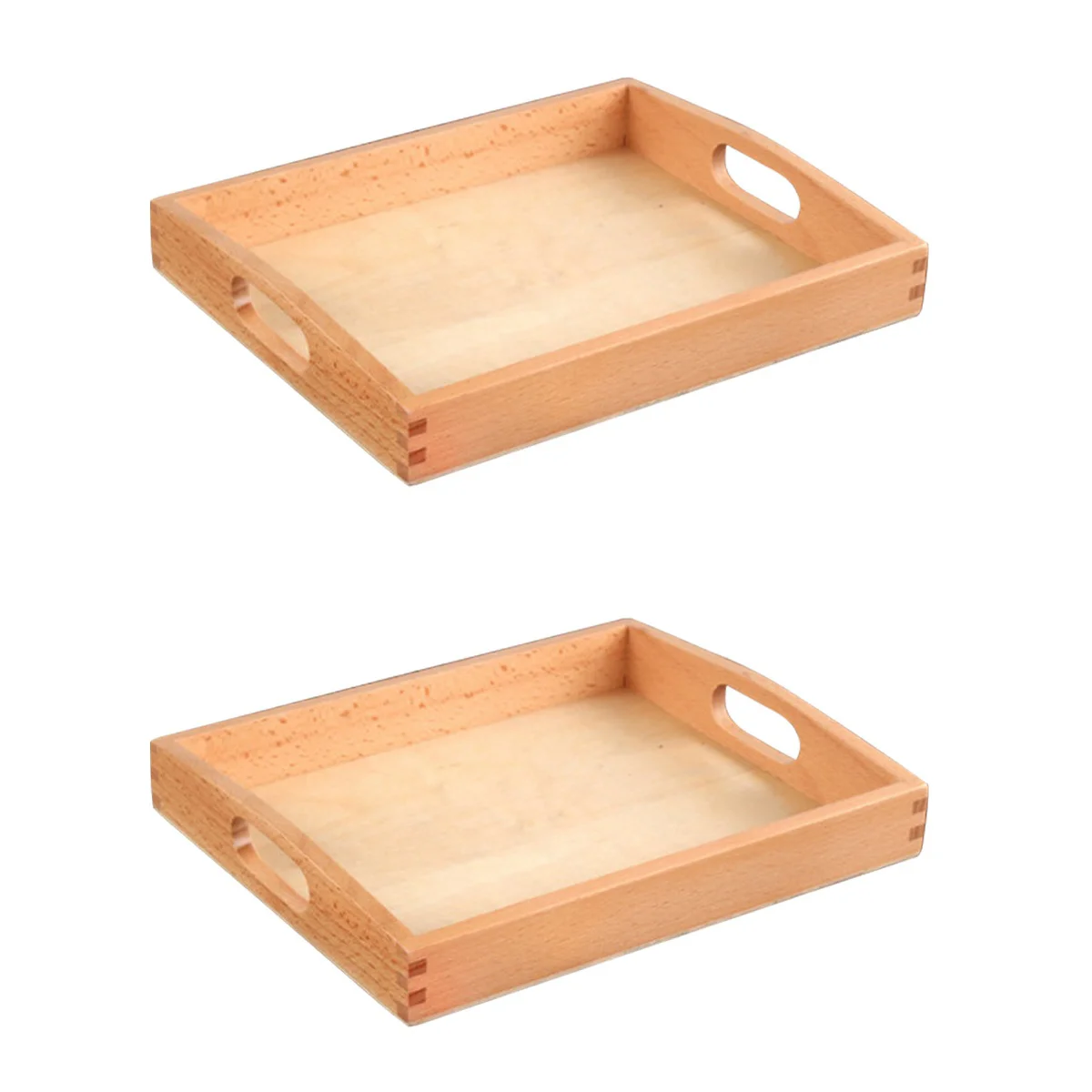 

2pcs Kid Wood Tray Useful Crafting Tray Durable Storage Tray with Handle for Activity