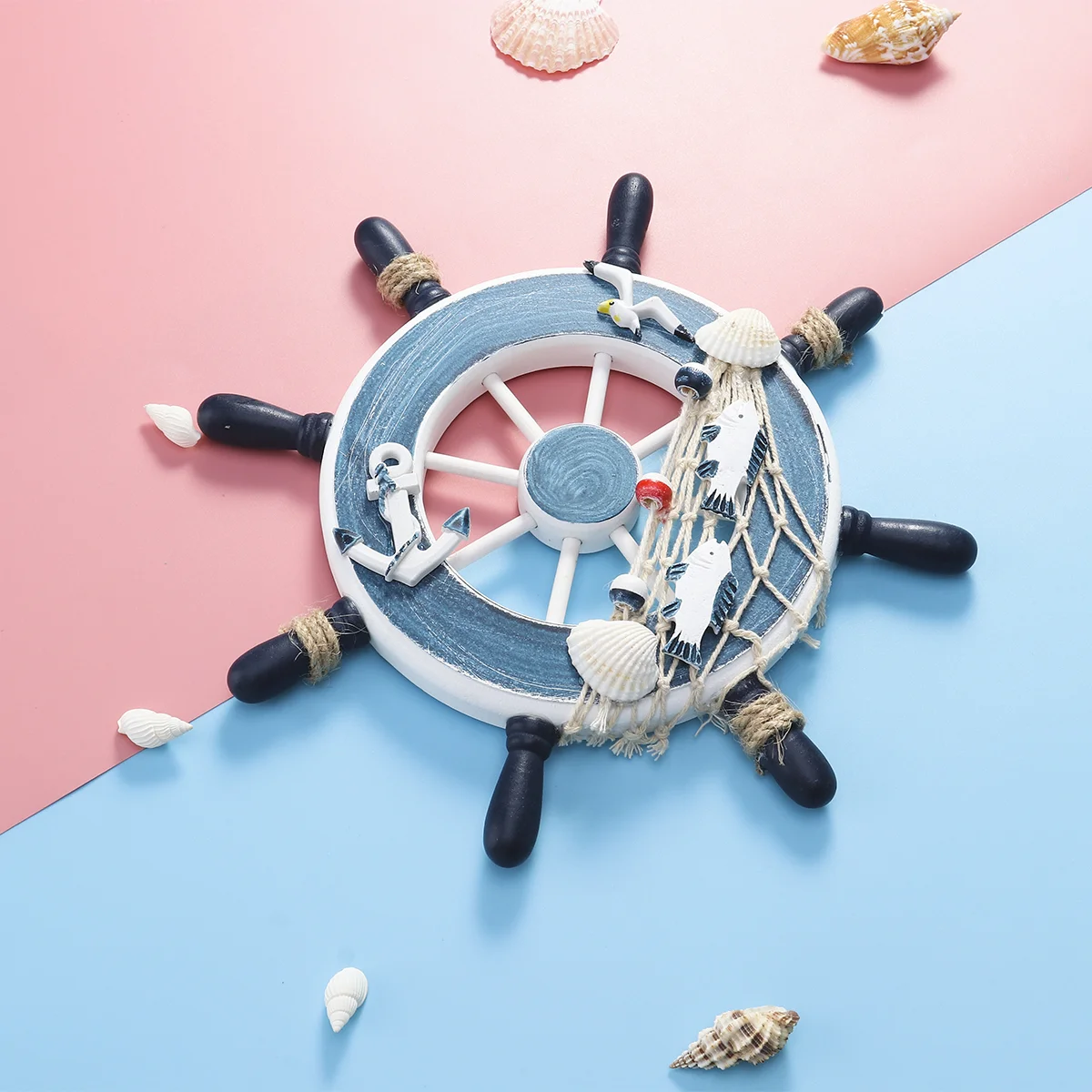 WINOMO деревянная 23 см пляжная лодка корабль руль рыболовная сеть украшение стены