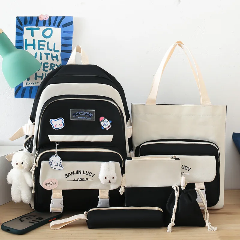 

Набор из 5 предметов, рюкзаки для учащихся, милый школьный рюкзак в стиле пэчворк, вместительные школьные сумки для девочек, сумка, пенал