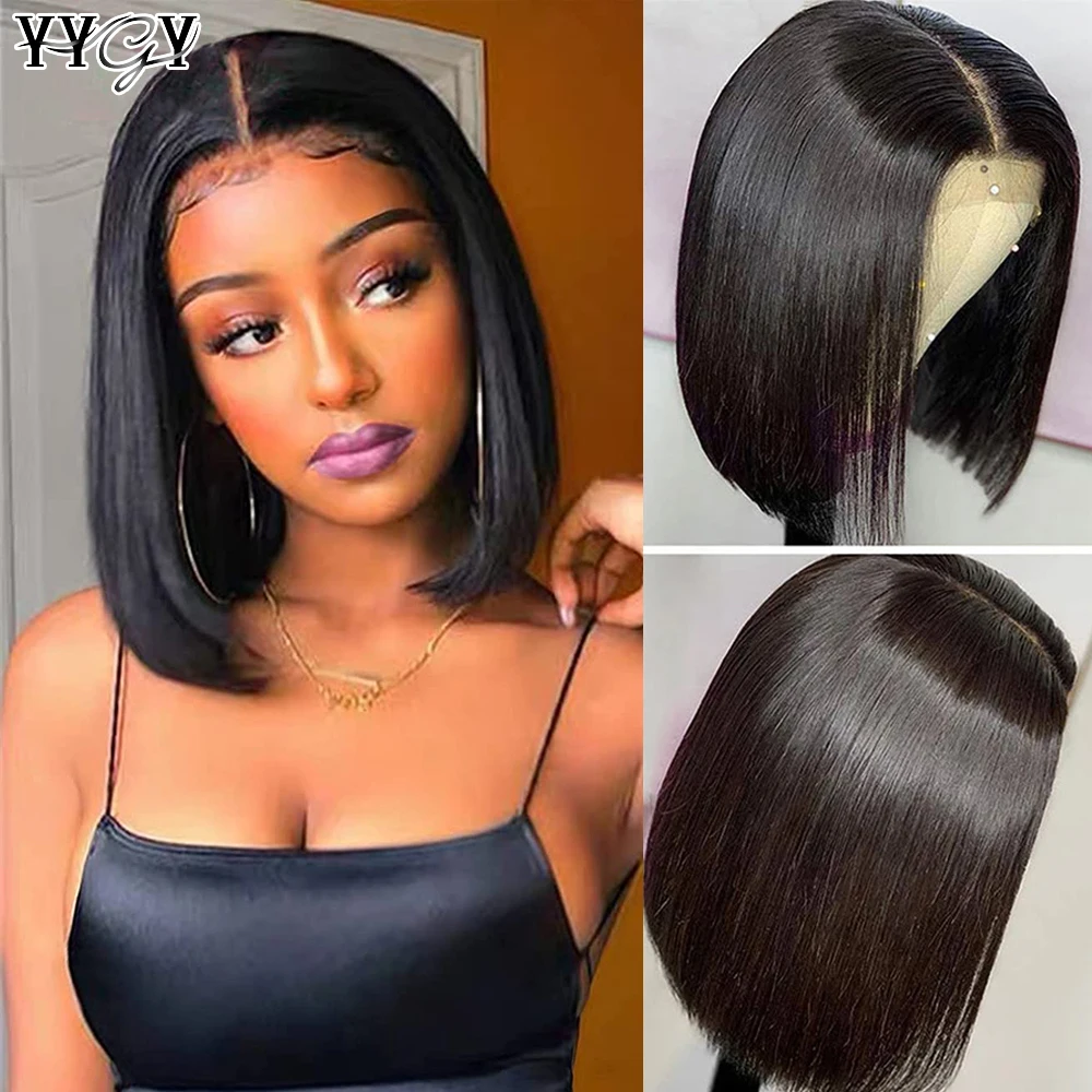 Short Bob Brazilian Straight Lace Wig 5x5x1 T Part Bob Lace Human Hair Wigs For Black Women Glueless Lace Part Wigs Pre Plucked