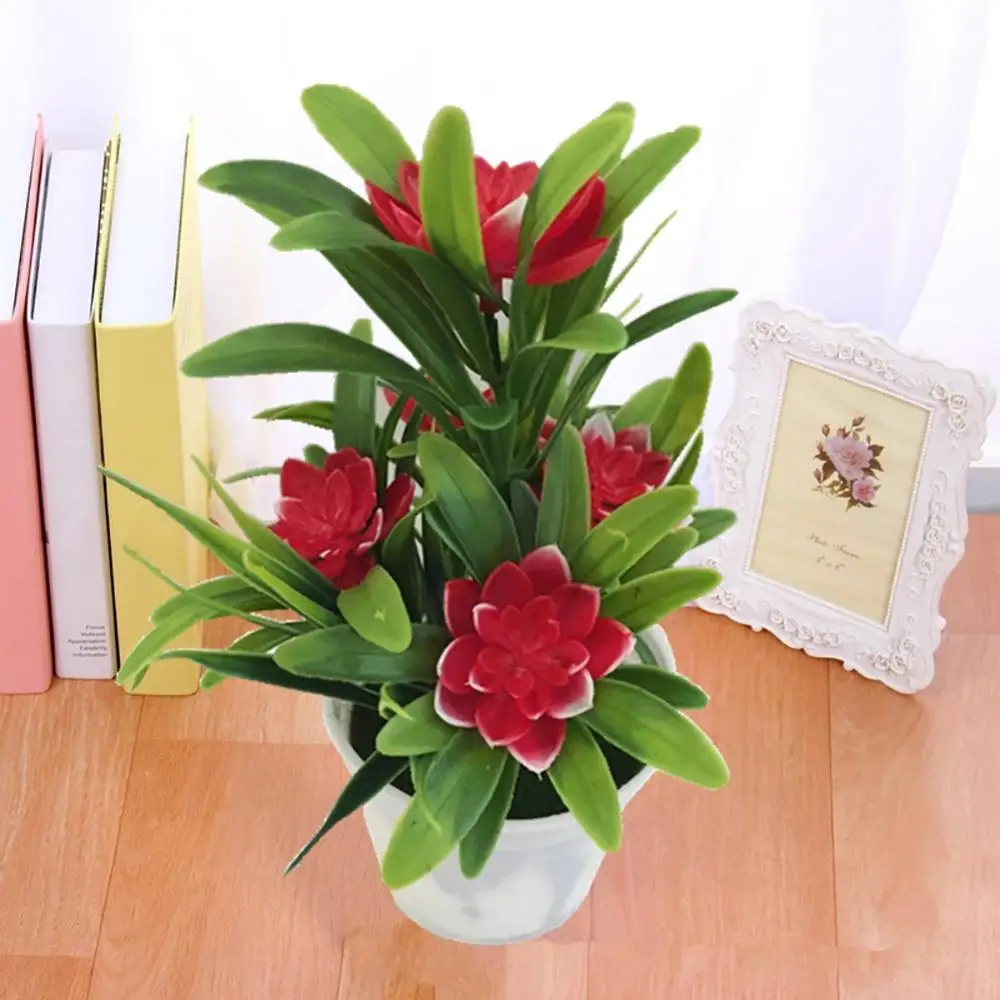 

Artificial Fake Lotus Flower Potted Plant Bonsai Wedding Party Garden Home Decor
