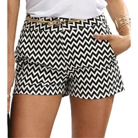 summer new fashion plaid elegant shorts woman shorts black and white mid waist casual pocket straight shorts