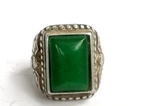 1919 superb collection old china tibet silver handmade inlay jade ring decorated gift