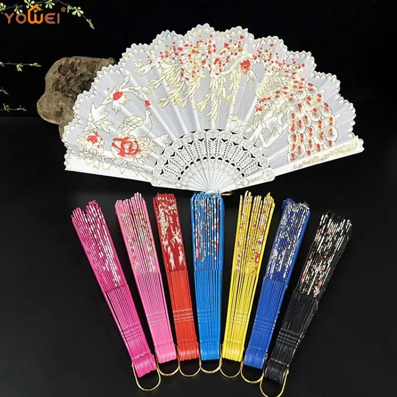 

Винтажный складной веер в традиционном стиле с узором павлина, ручной цветочный веер, карманный подарок для китайской танцевальной вечеринки, Свадебный Ручной Веер, Декор