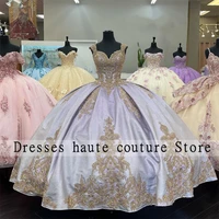new arrival satin princess quinceanera dresses luxury beaded appliques sequins sweet 16 dress vestido de 15 anos