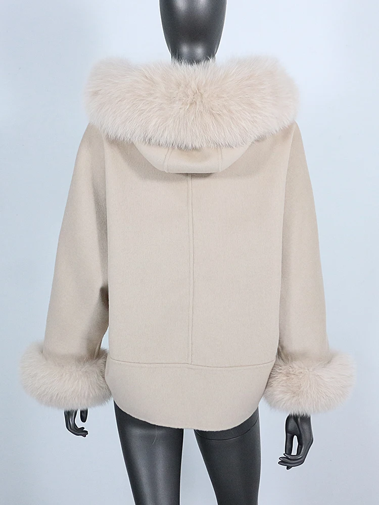 Женская куртка с капюшоном BLUENESSFAIR повседневная из смешанной шерсти воротником