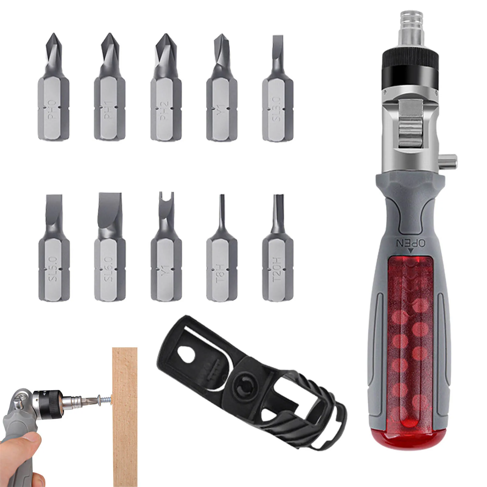 

10-in-1 Screwdriver 10 Bits Screwdrivers Tool For Worker Maintenance Workers Drivers Nut Driver Set With Non-Slip Grip Handle