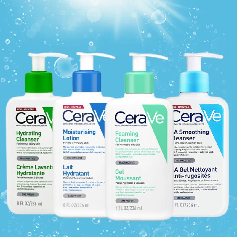 CeraVe SA Smoothing Cleanser สิว Hydrating ทำความสะอาด Moisturizing ไม่มีการกระตุ้นสำหรับผิวมันผิวแห้ง Face Wash 236Ml