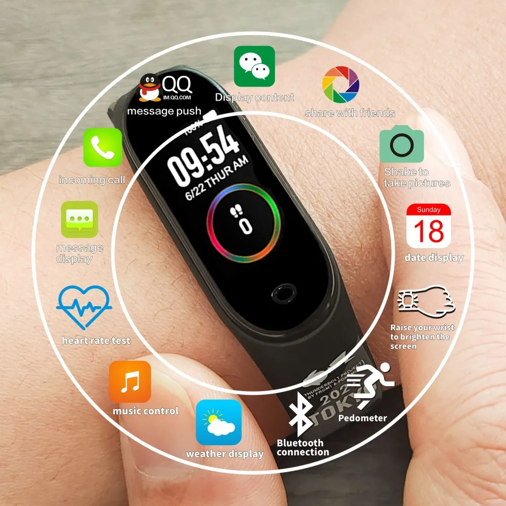 Новый смарт-браслет M4 с фигурками покемона для мужчин и женщин умный