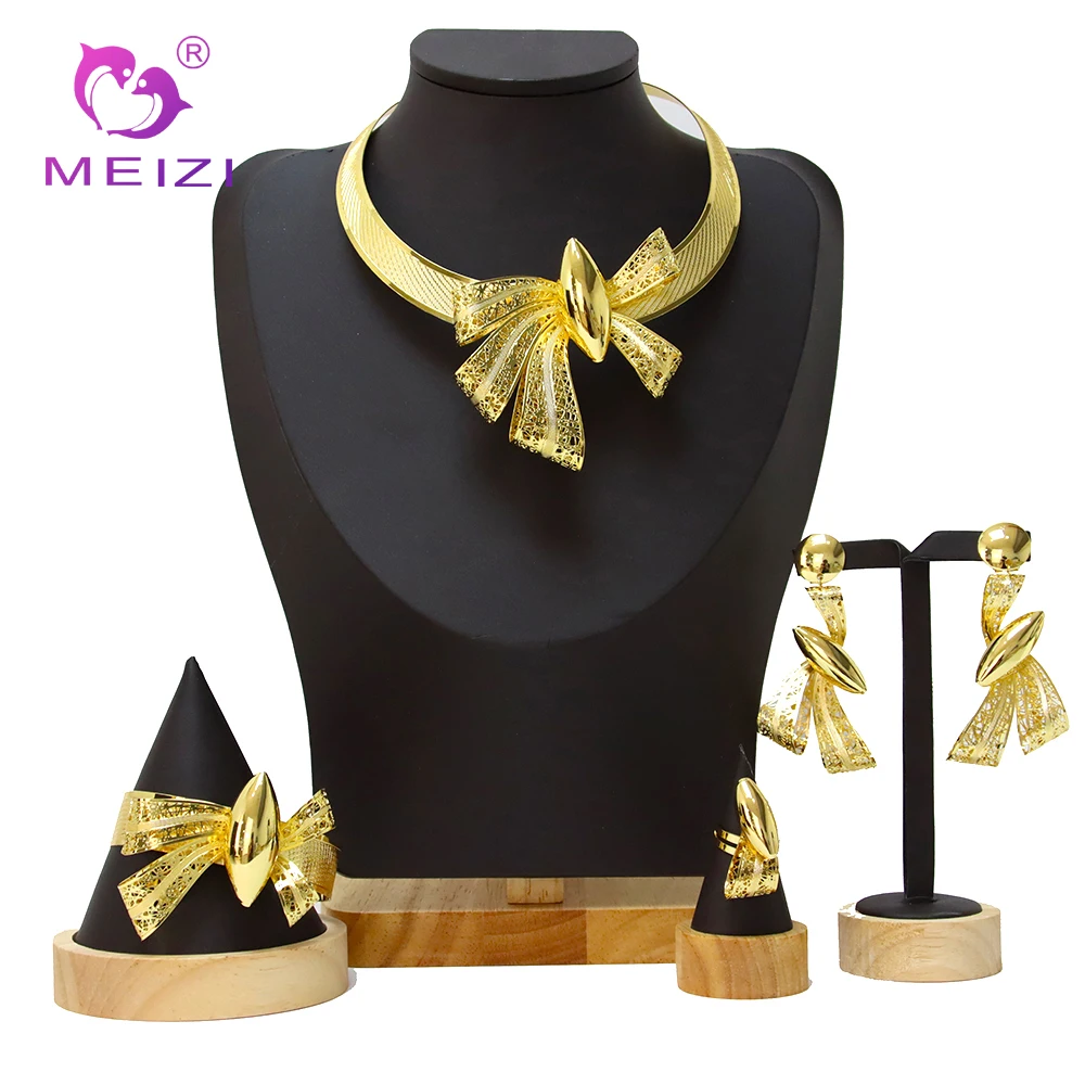 

Indian Gold Color Jewelry For Women Sets Designed For Beautiful Noble Women Wedding Party Prom Jewelry 24k Original Dubai