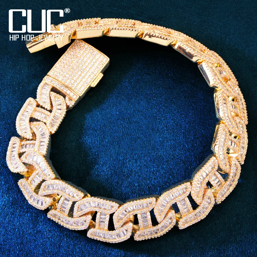 

Браслет CUC 17 мм для мужчин и женщин, кубинская цепь Майами, украшение из цепочек со сверкающими звеньями в стиле хип-хоп, рок