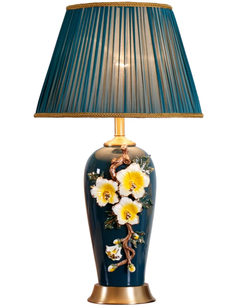 Большая роскошная эмалированная Керамическая Настольная лампа для спальни