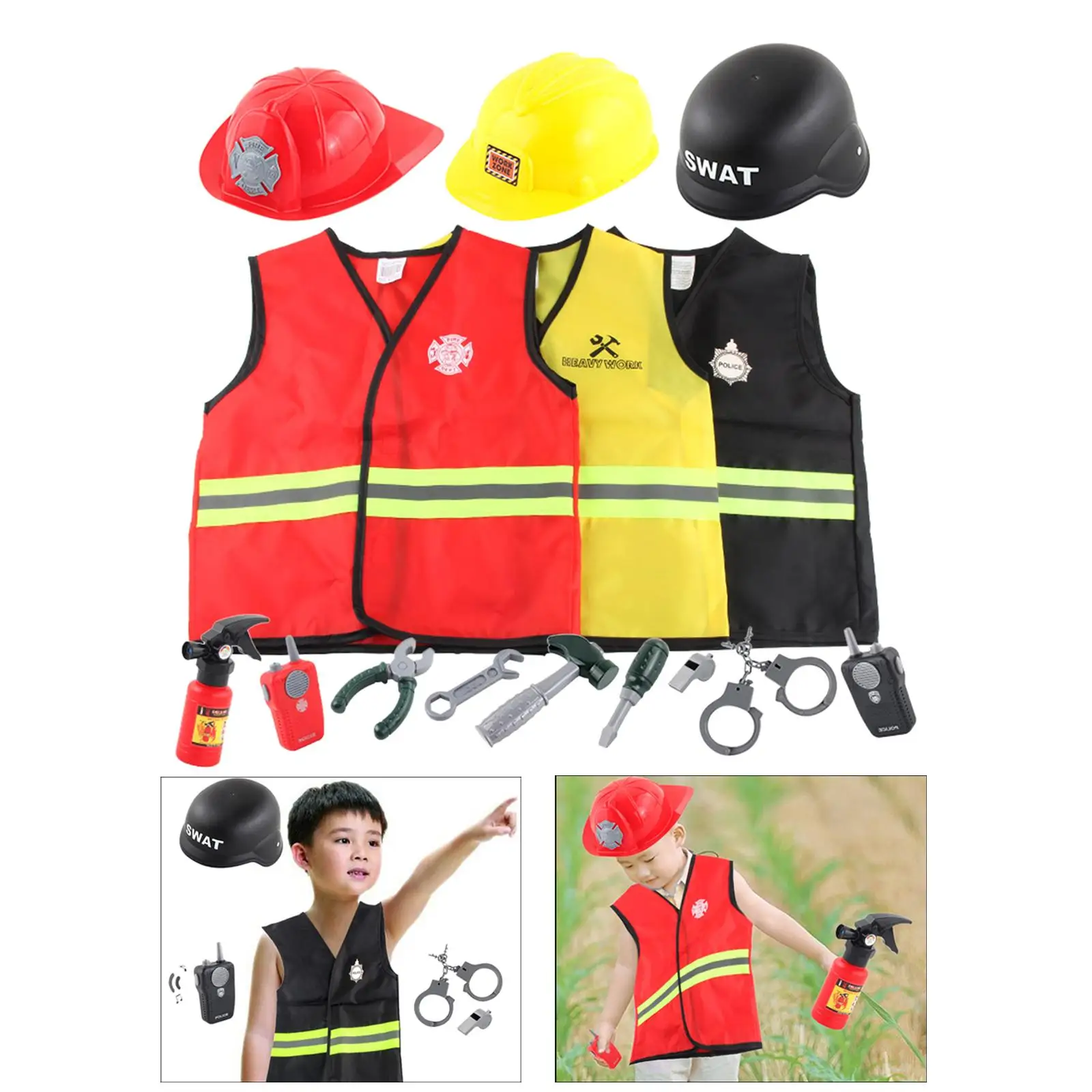 Cute Police Costume Cosplay Construction Worker Outfit for Girls Boys | Игрушки и хобби