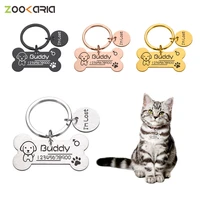 personalized puppy bone badge name customized pet id tag free laser for dog collar for cats pendant lucky medal dogs accessories