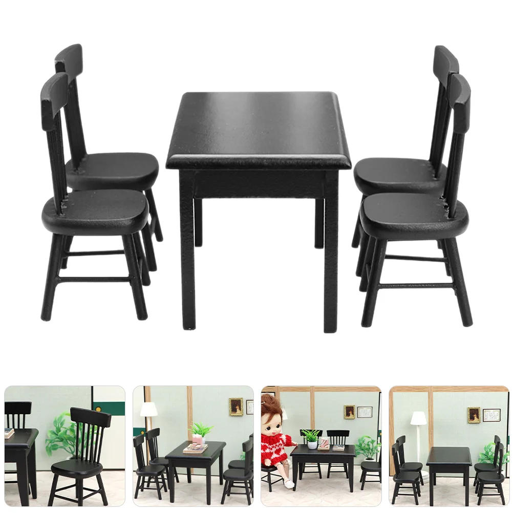 

Аксессуары для рождественской деревни, домашняя мебель, стол, миниатюрные деревянные стулья