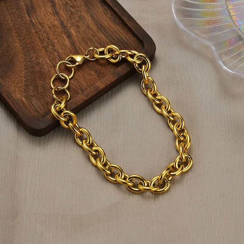 2022 New 316L Stainless Steel Real Gold Plating Base O Chain Bracelet Men Women Charms Pulseras Mujer High Quality Jewelry 5mm images - 6