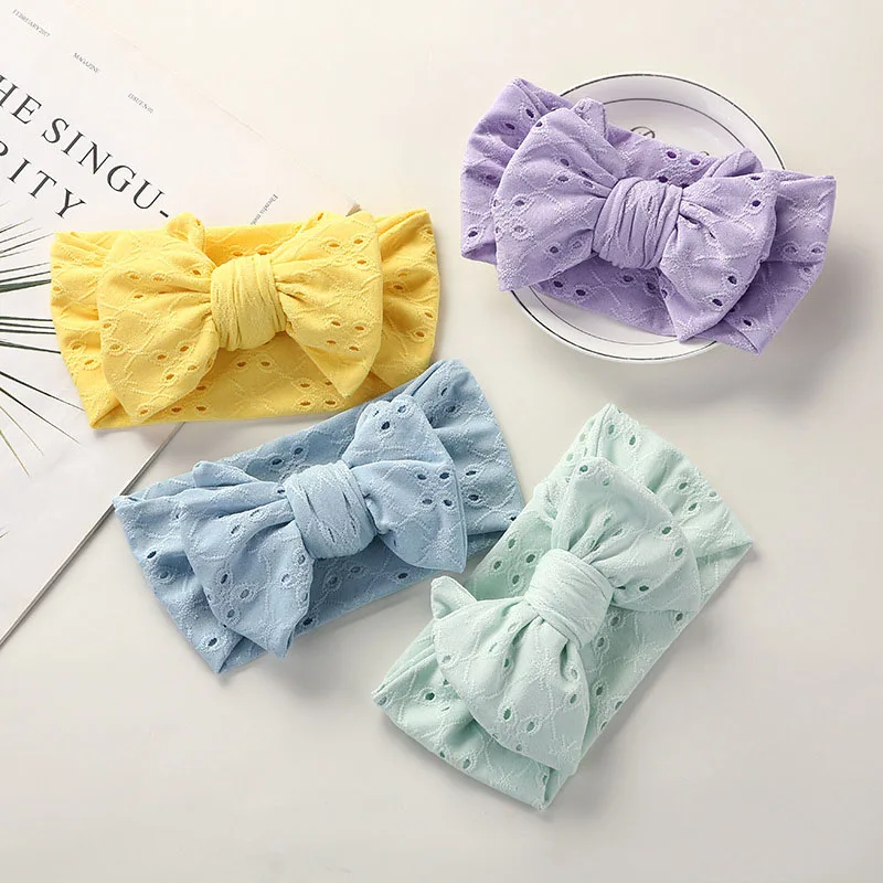 

Baby Girls Bow Headband Newborn Infant Headbands Elastic Embroidered Bow Lace Hole Haby Hair Hand Headwrap Baby Hair Accessories