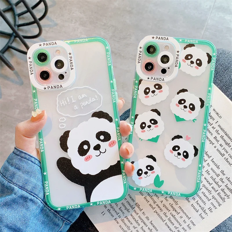 

PUNQZY 2022 New Cute Animals Summer Cartoon Panda Phone Case For iPhone 12 MINI 11 13 Pro MAX XS XR 7 X 8 6 PLUS Soft TPU Cover