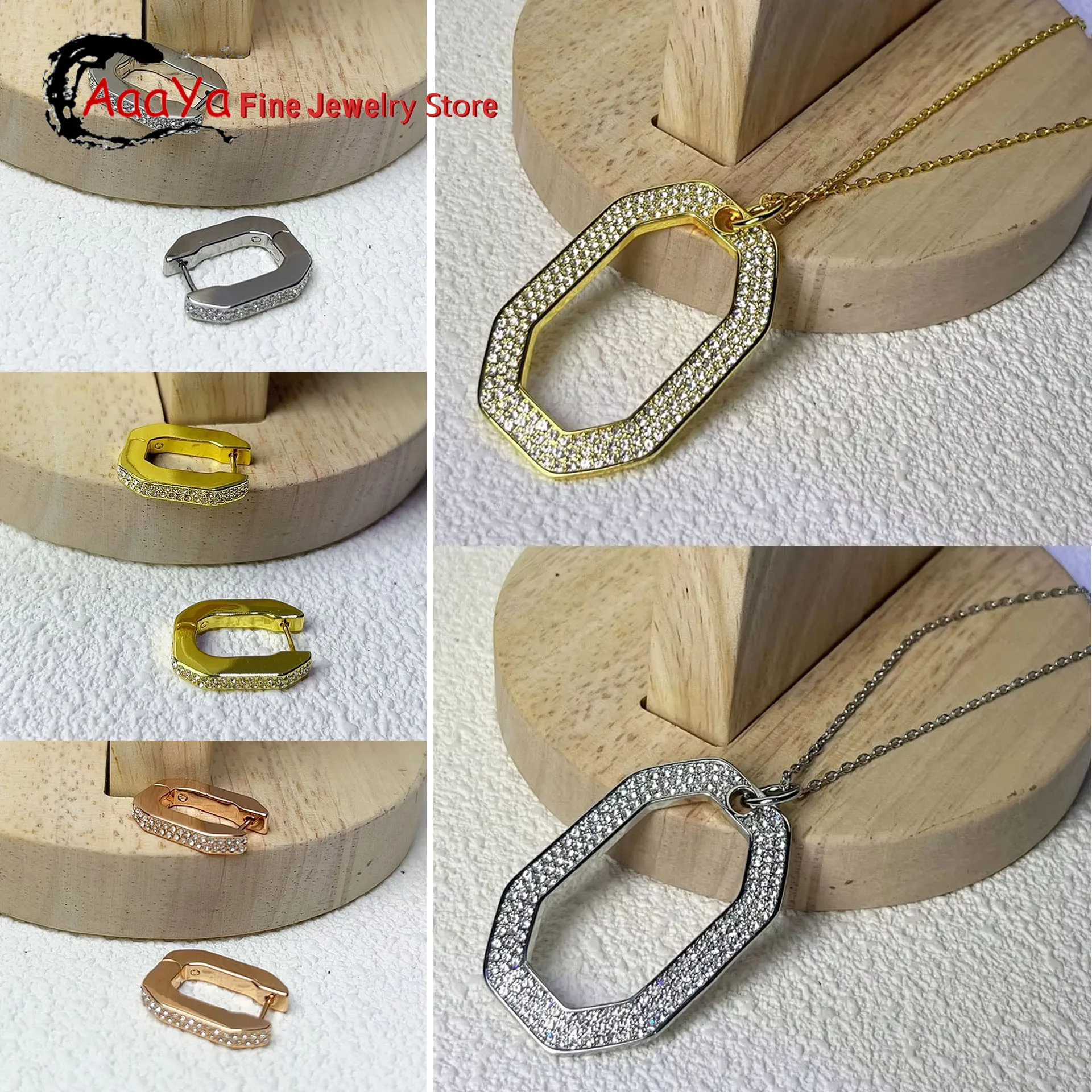 Женский комплект из колье и серёг с геометрическим рисунком