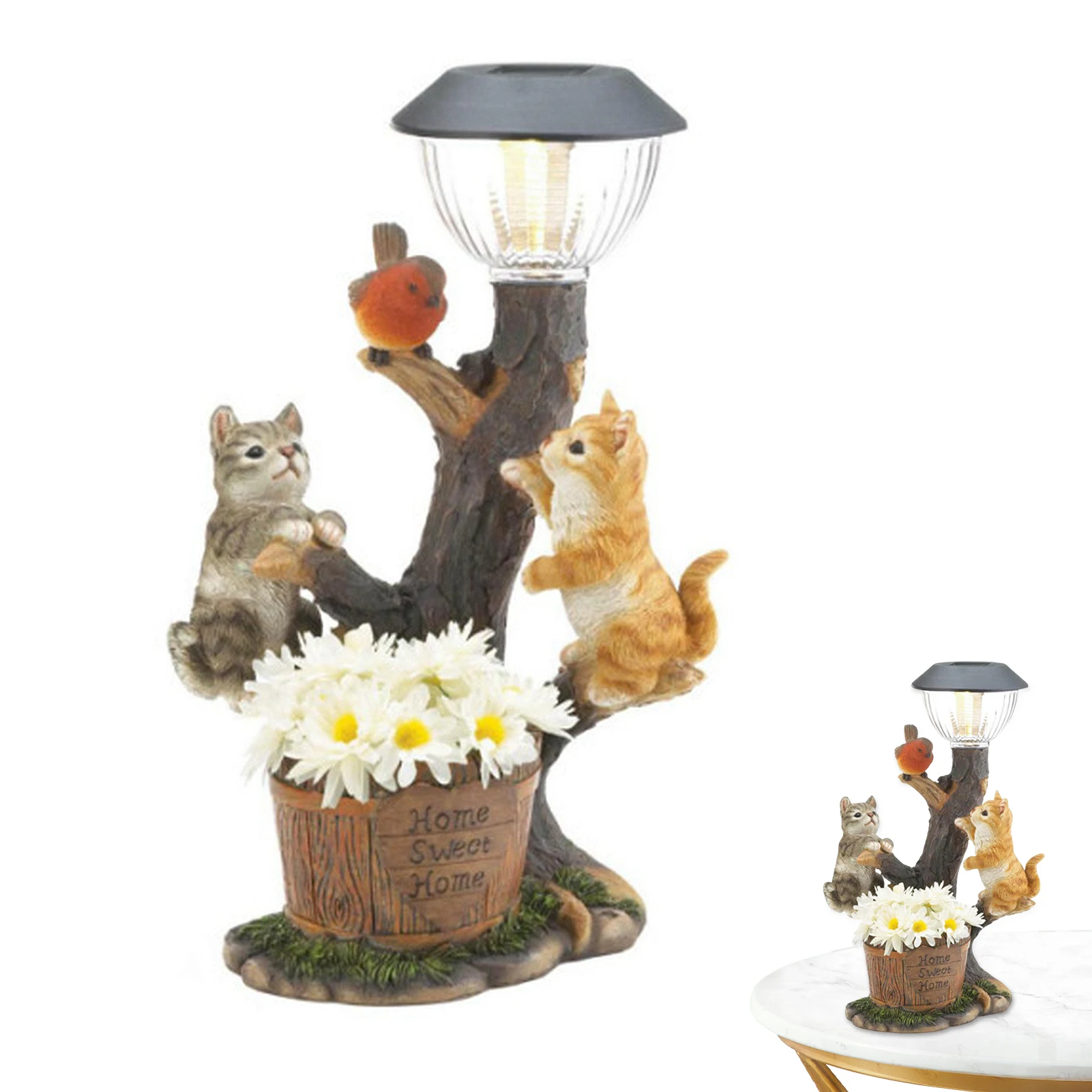 

Фигурка патио, подарок, статуя из смолы для заднего двора, садовая лампа с теплым белым светом, искусственный фонарь, декоративная лужайка, пруд, милое животное