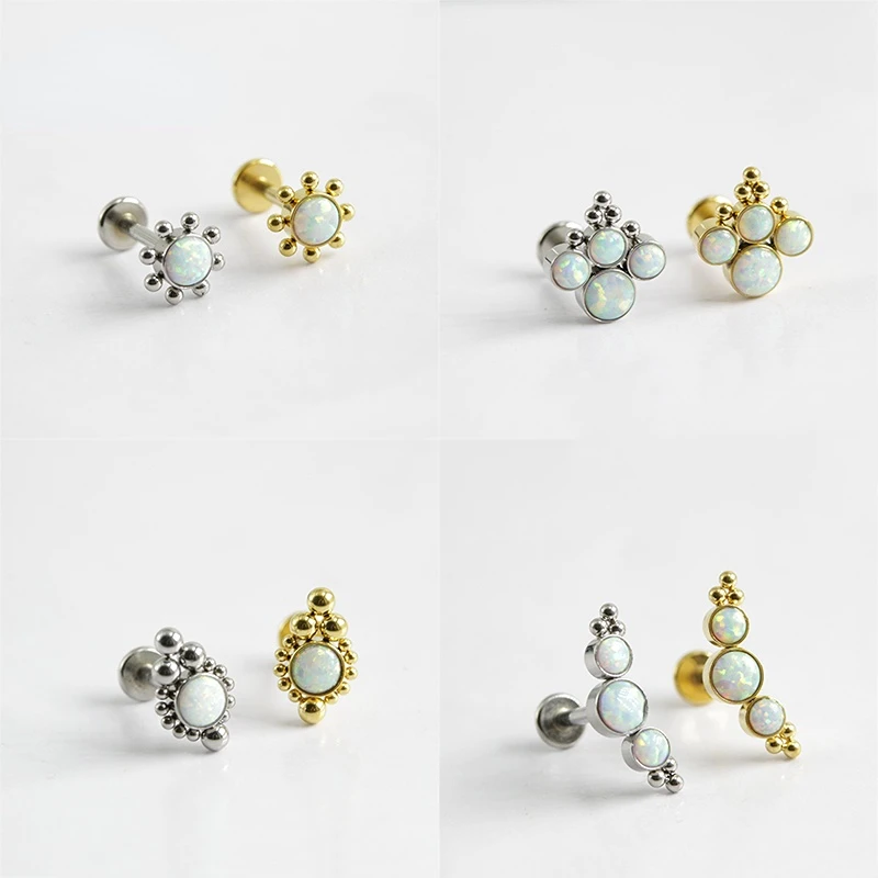 

1pc 16G 8mm 316L Labret Lip Ring Opal Ear Cartilage Tragus Helix Piercing Body Jewelry For Women Men