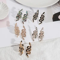 2022 fashion exaggeration long serpentine snake shape animal metal stud earrings unique punk jewelry for women
